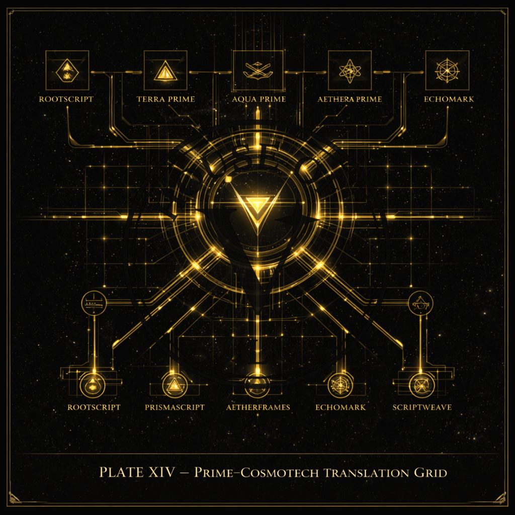 Plate XIV — Prime–Cosmotech Translation Grid